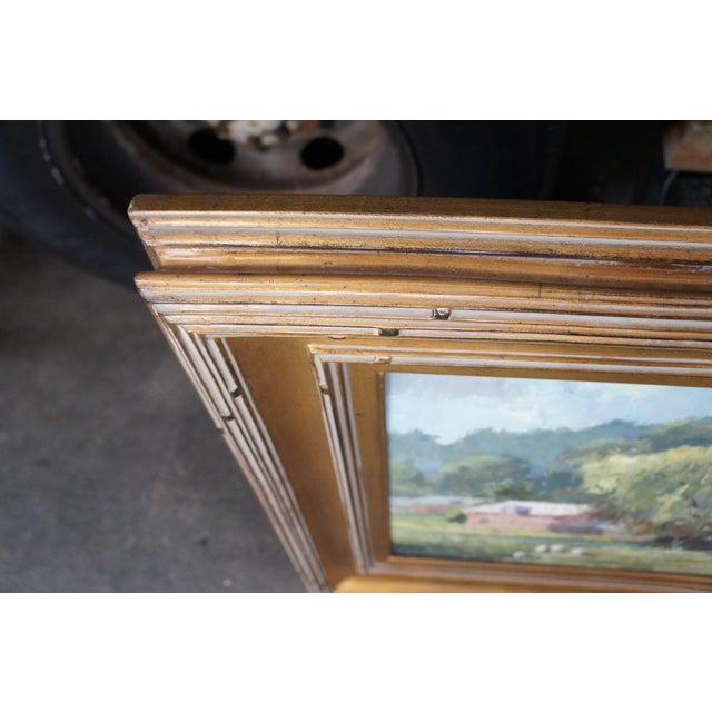 Brent Jenson Country Village Landscape Impressionist Oil Painting on Board 34" For Sale - Image 4 of 12