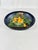 Rustic Vintage Hand-Painted Black Lacquer Oval Tole Serving Tray With Citrus Fruit For Sale - Image 3 of 11