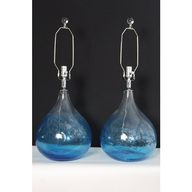 Mid 20th Century Seguso Style Hand Blown Murano Lamps - a Pair For Sale - Image 9 of 16