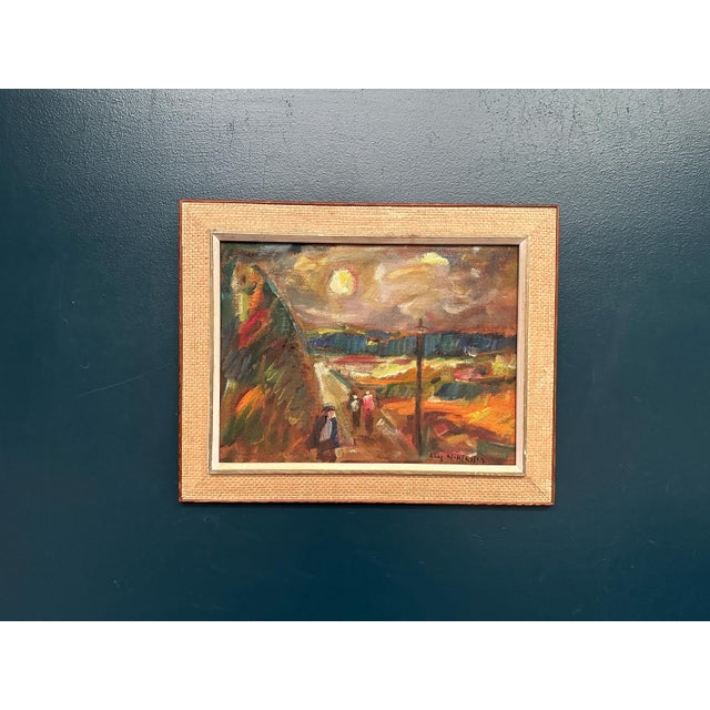 Lars Niklasson, Landscape with Figures, 1960s, Oil Painting on Panel, Framed For Sale - Image 13 of 18