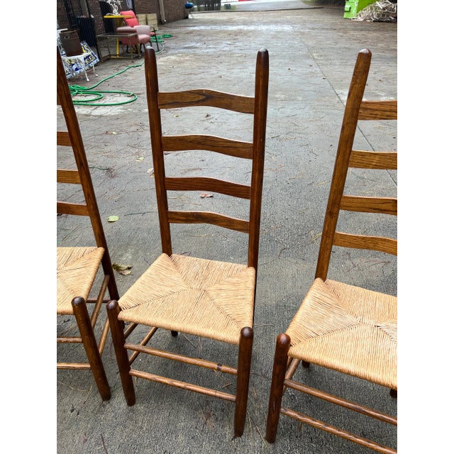 1970s 1970s Vintage Collection of Ladder-Back Chairs- Set of 4 For Sale - Image 5 of 12