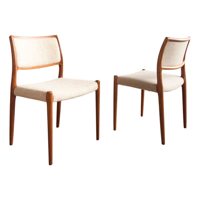 Mid-Century Model 80 Upholstered Chair by Niels O. Møller for J. L. Mollers, Set of 2 For Sale