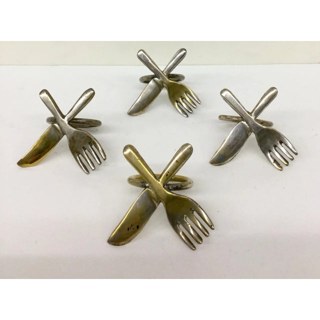 Vintage Brass Plate Napkin Rings - Set of 4 For Sale - Image 4 of 6