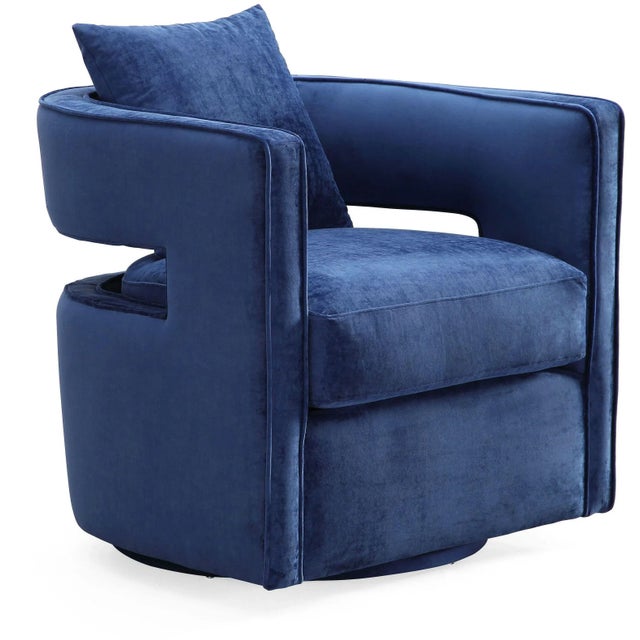 Kennedy Navy Velvet Swivel Chair For Sale - Image 10 of 10