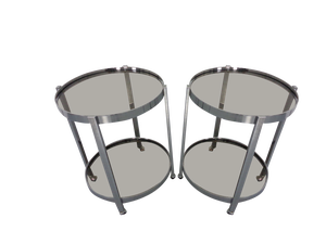 Mid-Century Glass & Metal Serving Bar Carts, 1960s, Set of 2