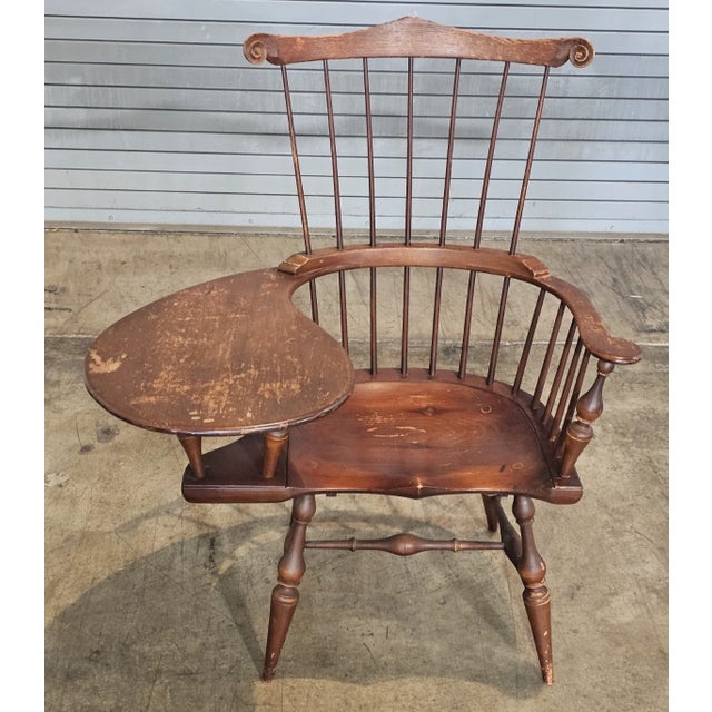 Dr Dimes Windsor Style Desk Writing Arm High Back Chair Bench Made New Hampshire For Sale In Cleveland - Image 6 of 12