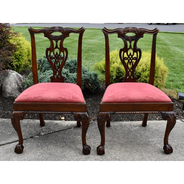 Henredon Chippendale Mahogany Dining Chairs Vintage Ball & Claw Set of 2 For Sale - Image 16 of 18