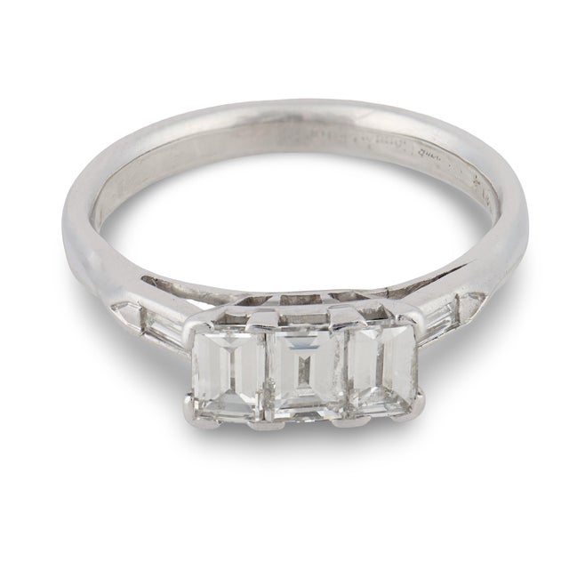 Art Deco 1930s Art Deco Diamond Platinum Engagement Ring, Size 8.25 For Sale - Image 3 of 5