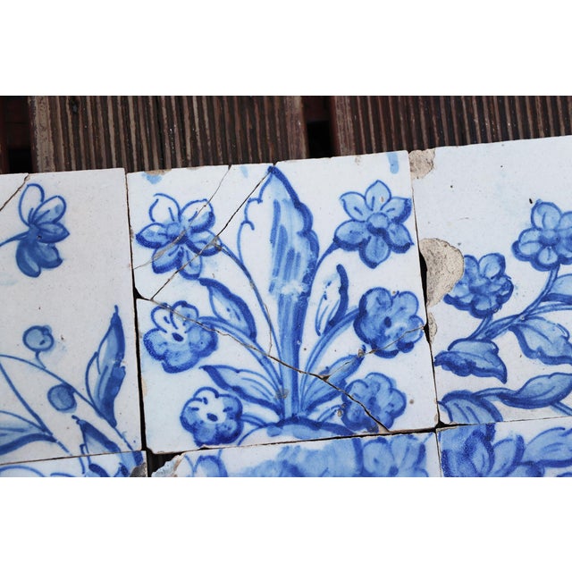 Tile Mural Panel Depicting a Baroque Jardinière With Flowers, Portuguese, 18th Century For Sale - Image 4 of 12