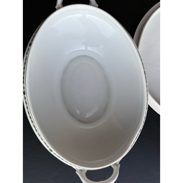 Antique Oval Tureen and Lid Pottery White With Green Floral L Straus & Sons Marked 1844 For Sale In Miami - Image 6 of 12