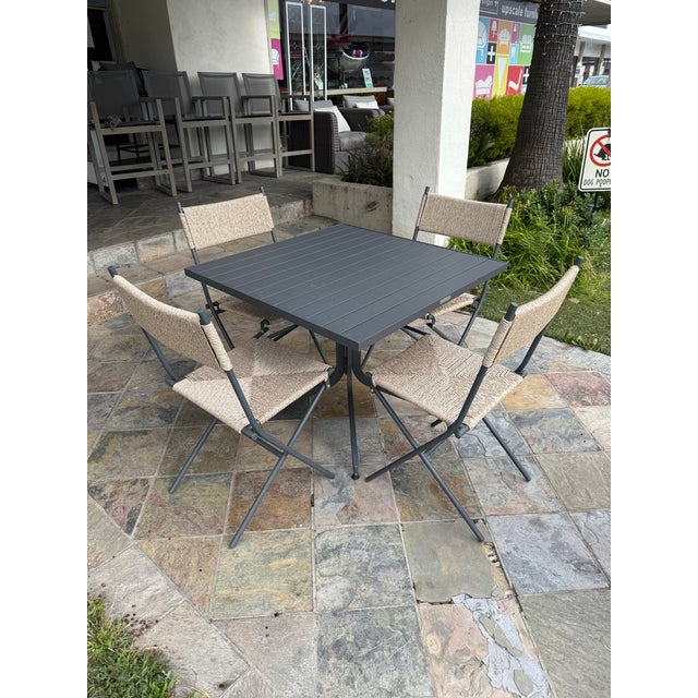 Contemporary Crate & Barrel Lanai Fliptop Outdoor Patio Dining Table + 4 Folding Chairs For Sale - Image 3 of 9