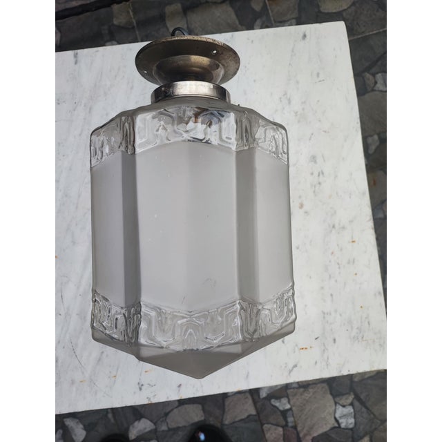 Metal Art Deco Brass Ceiling Lamp, 1920s For Sale - Image 7 of 7