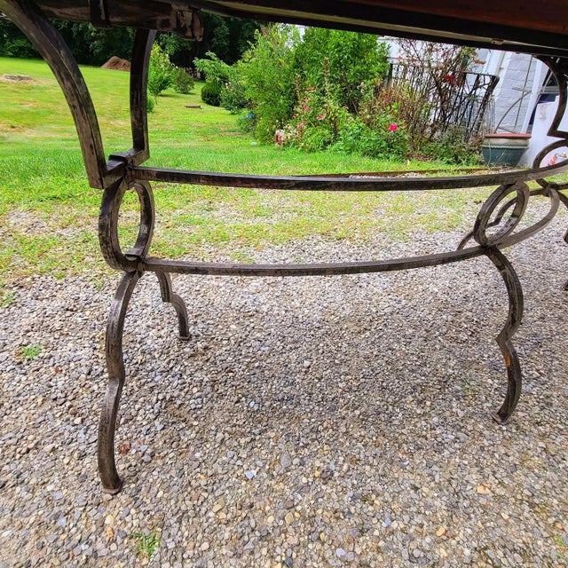 Wood Early 20th Century Hunt Table Custom-Made With Cast Iron Refined Legs For Sale - Image 7 of 12