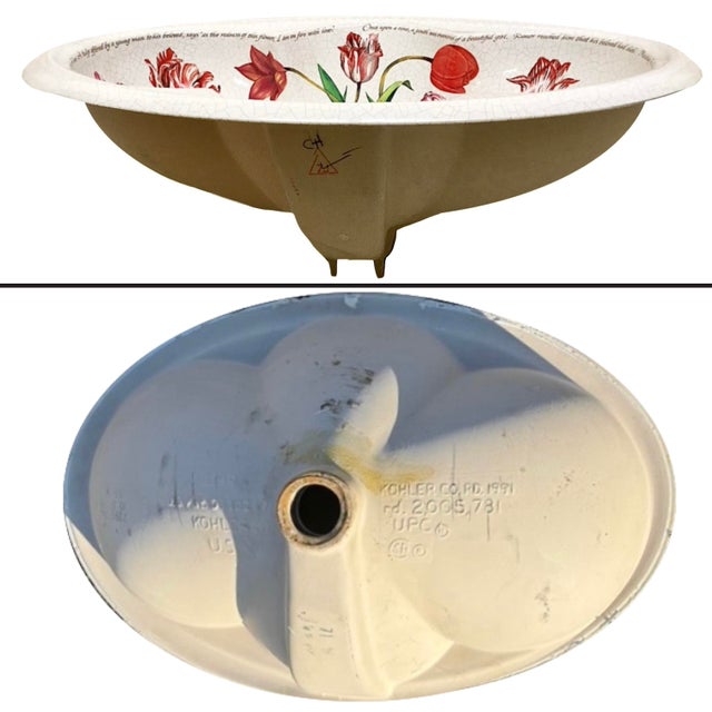1990's Kohler Artist Edition - Fables and Flowers Cantata Countertop Sink For Sale - Image 9 of 12