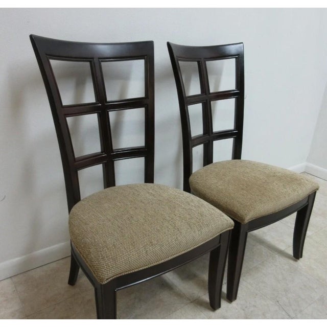 Art Nouveau Pair Stanley Furniture Window Back Dining Room Side Chairs For Sale - Image 3 of 11