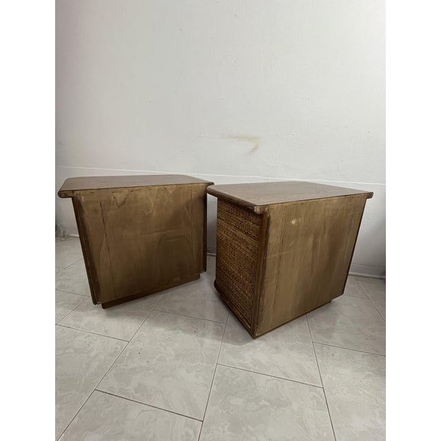 Wood and Rattan Bedside Tables, Italy, 1970s, Set of 2 For Sale - Image 9 of 15