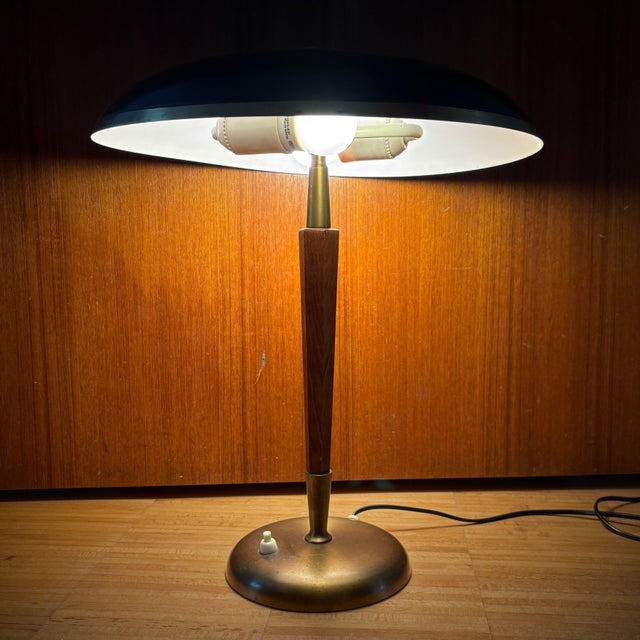 Scandinavian Model 8453 Desk Lamp in Brass and Teak from Boréns, Sweden, 1930s For Sale - Image 4 of 13