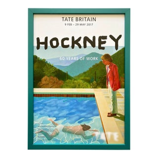 David Hockney Lithograph Print Tate Britain Framed Pop Art Exhibition Poster " Portrait of an Artist ( Pool With Two Figures ) " 1972 For Sale