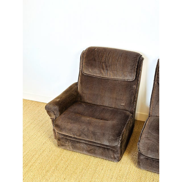 Vintage Scandinavian Velvet Living Room Set, 1960s, Set of 3 For Sale - Image 9 of 18