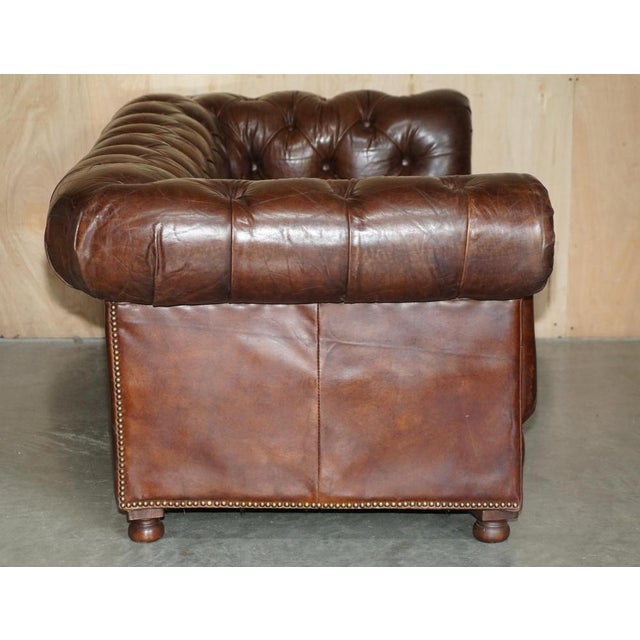 Vintage Heritage Chesterfield Sofa in Brown Leather from Halo For Sale - Image 14 of 18