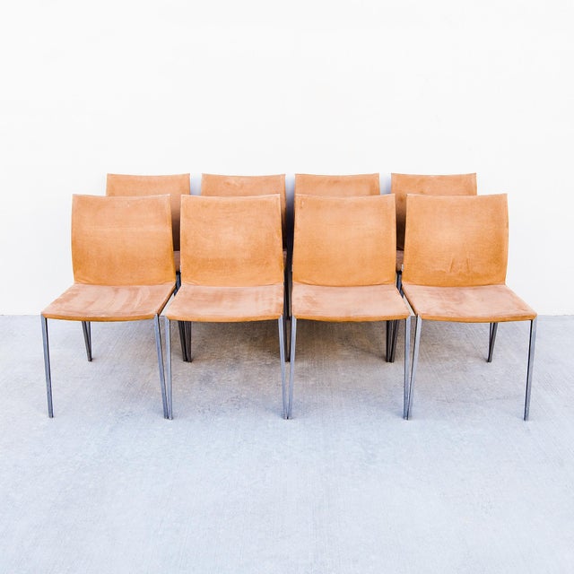 Zanotta Vintage Italian Suede "Lia" Dining Chairs by Zanotta For Sale - Image 4 of 18