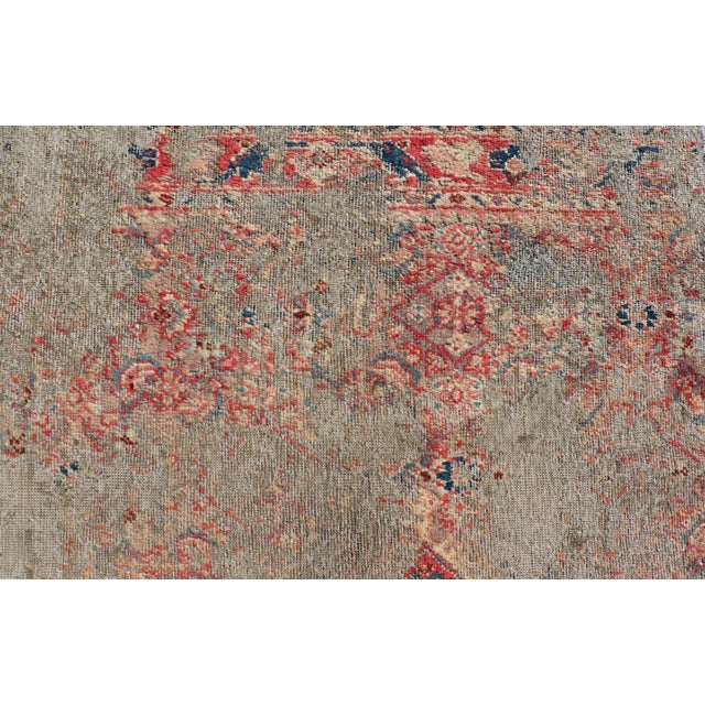 Distressed and Rustic Looking Antique Persian Mahal Rug With Red 5'2 X 6'5 For Sale - Image 10 of 14