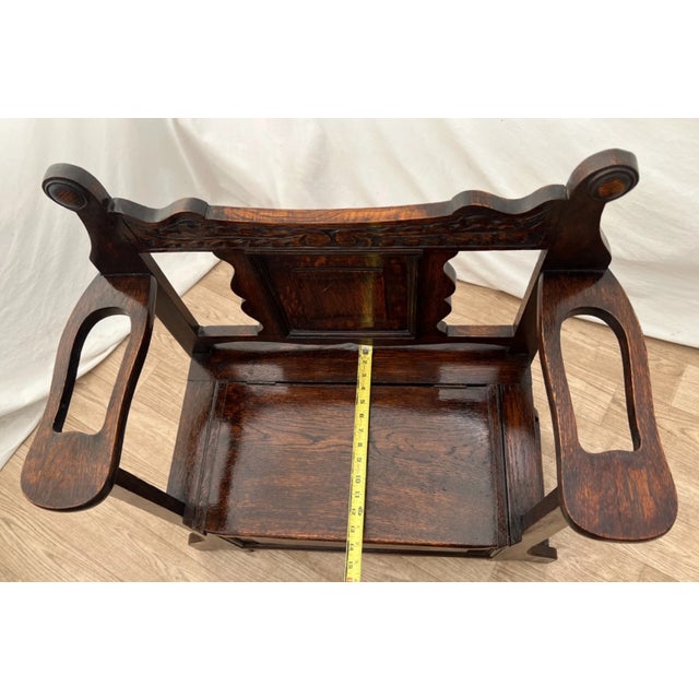 Antique Entry Chair Umbrella, Cane Stand, Under Seat Storage, Solid Dark Oak For Sale - Image 11 of 12
