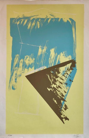 Michael Steiner, 1980s Abstract Expressionism Color Field Silkscreen Serigraph Print Pale Yellow, c.1980
