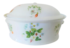 Vintage Louis Lourioux "La Faune" White Porcelain Ceramic Oval Covered Casserole