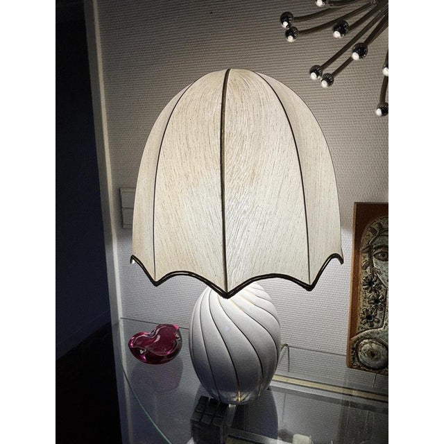 Hollywood Regency Italian Ceramic Table Lamp attributed to Tommaso Barbi, 1970s For Sale - Image 3 of 15