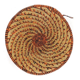 Early 20th Century Open Weave Basket Bowl Coiled Uganda For Sale