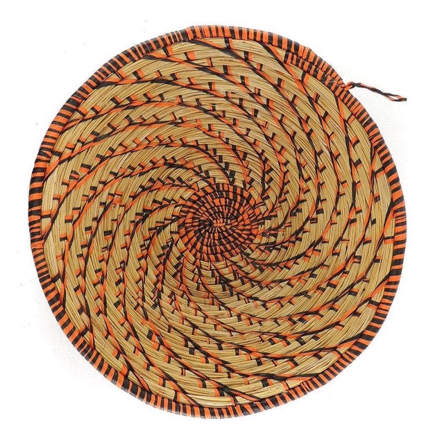 Early 20th Century Open Weave Basket Bowl Coiled Uganda For Sale