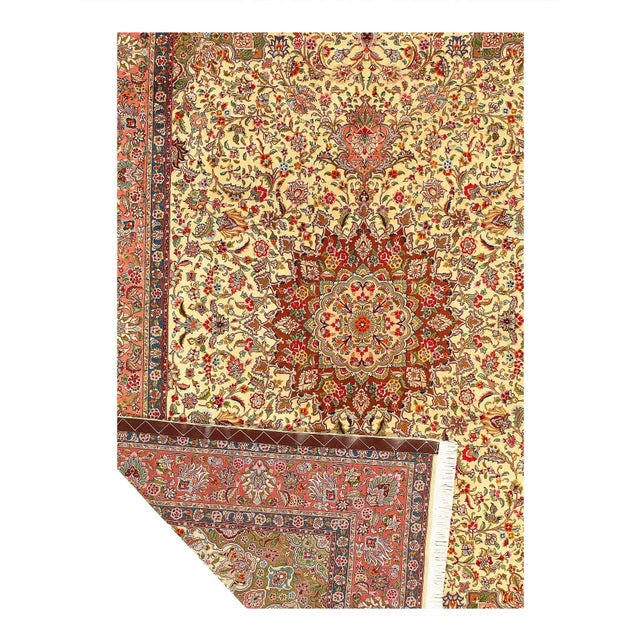 Fine Hand Knotted Vintage Tabriz Rug For Sale - Image 4 of 12