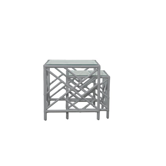 Chippendale Chippendale Nesting Tables - Light Gray For Sale - Image 3 of 4