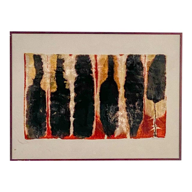 Framed Textile, Multicolored Tiger Stripes, Chile Circa 2002 For Sale