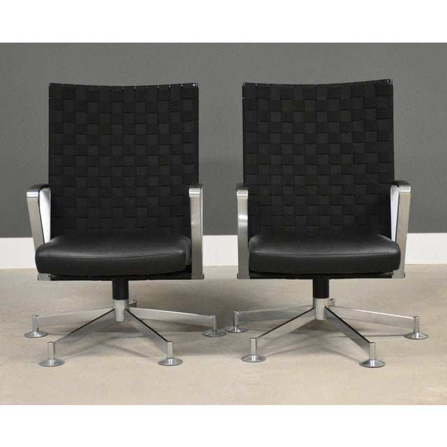 2010s Chrome and Black Leather Lounge Chairs by Davis Furniture - A Pair For Sale - Image 5 of 11