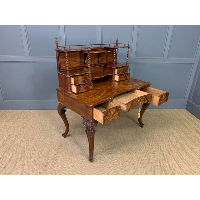 Wood Flame Mahogany Writing Desk, 1860s For Sale - Image 7 of 18