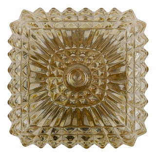 Mid-Century Modern Amber Bubble Glass Flush Mount, 1960s For Sale