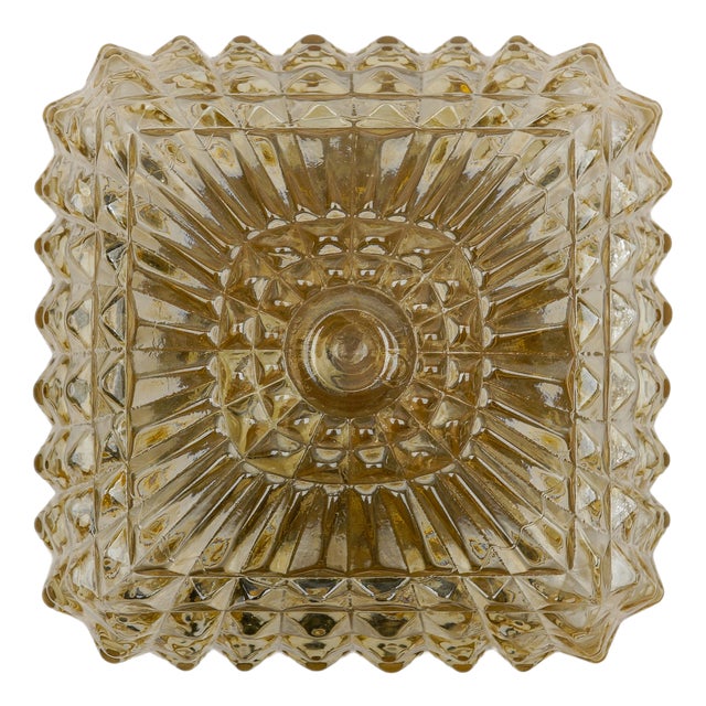 Mid-Century Modern Amber Bubble Glass Flush Mount, 1960s For Sale