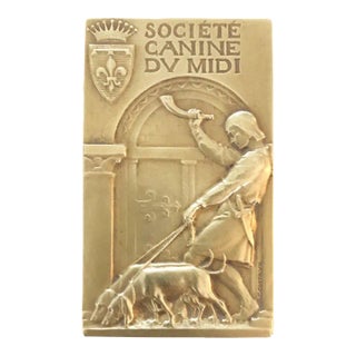 Signed 1st Place Gold French Dog Medal: Societe Canine Du Midi in Original Box For Sale