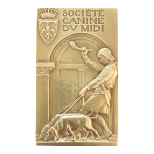 Signed 1st Place Gold French Dog Medal: Societe Canine Du Midi in Original Box
