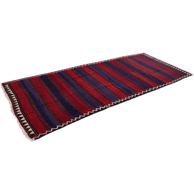 Mid-20th Century Turkish Kilim Multicolor Handmade Stripes Wool Rug For Sale - Image 9 of 10