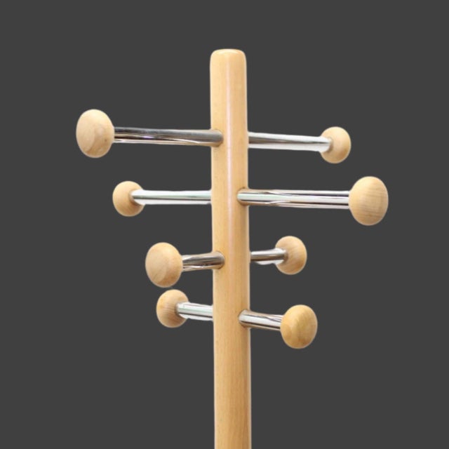 Eames Vintage Chrome & Beech Floor Standing Coat Rack For Sale - Image 4 of 7