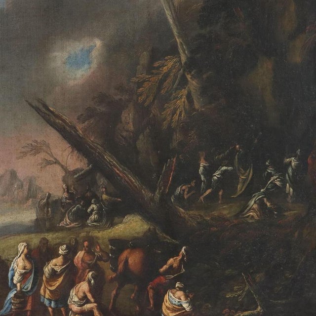 Moses Makes the Water Flow from the Rock, Oil on Canvas, Framed For Sale - Image 3 of 13