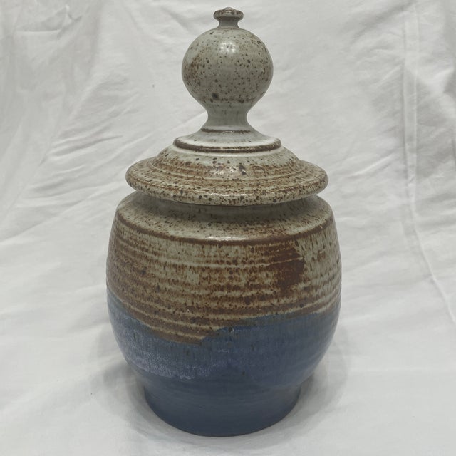 The Paul Anthony Pottery Stoneware Pottery Jar with Lid is a vintage piece of art pottery from the 1960’s. Handmade in the...