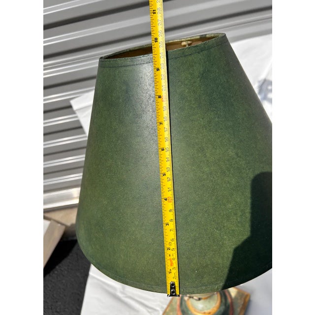 1990s French Green Lamp With Garland and Leaf Motif For Sale - Image 4 of 9