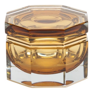 Hand-Blown Murano Box in Tobacco With Brass Fittings For Sale