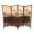 Japanese Four-Panel Teak Room Divider Screen With Silk Landscape Panels and Asanoha Fretwork For Sale