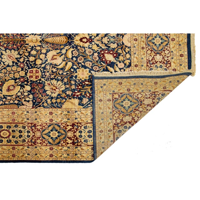 Modern Modern Peshawar Handmade Navy Blue Rug With Allover Design For Sale - Image 3 of 9