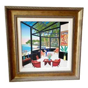 Late 20th Century Interior Serigraph on Canvas by Francois Ledan